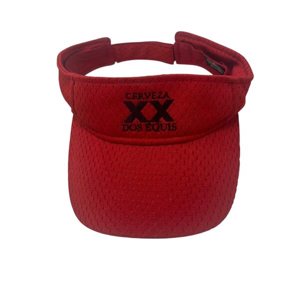Cerveza Dos Equis Visor Hat Mens One Size Adjustable Promo Beer Logo Mesh Red - Picture 7 of 7